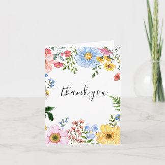 watercolor bloemen Bruiloft Bedankkaart