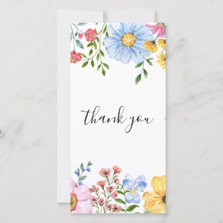 Watercolor Bloemen Bruiloft Bedankkaart