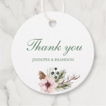 Watercolor bloemen bruiloft favor bedankkaart cade