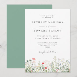 Watercolor Bloemen Bruiloft Kaart