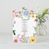 Watercolor Bloemen Bruiloft Menu (Staand voorkant)