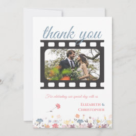 Watercolor Bloemen Bruiloft met Filmthema Bedankkaart