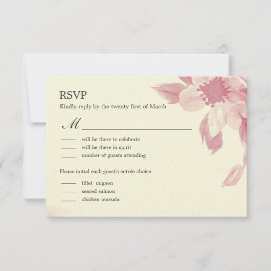 Watercolor Bloemen Bruiloft RSVP Kaart (Voorkant)