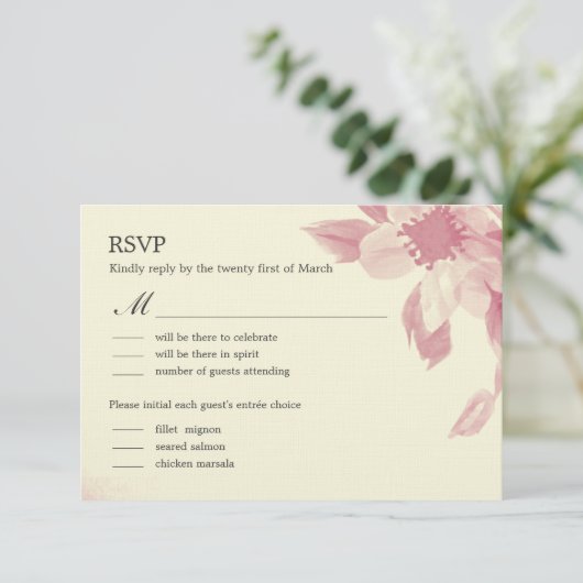 Watercolor Bloemen Bruiloft RSVP Kaart (Staand voorkant)