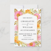 Watercolor Bloemen Bruiloft Save The Date (Voorkant)