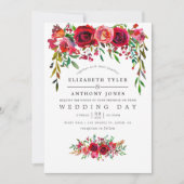 Watercolor Bloemen Bruiloft Uitnodiging (Voorkant)