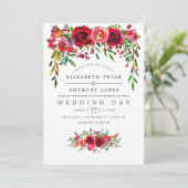 Watercolor Bloemen Bruiloft Uitnodiging (Staand voorkant)