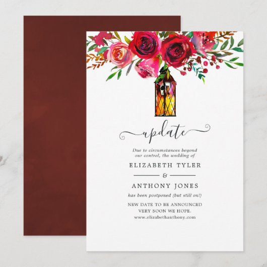 Watercolor Bloemen Bruiloft Update Kaart (Voorkant / Achterkant)