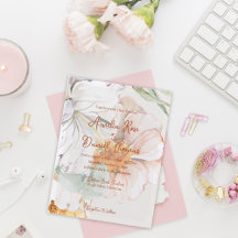 Watercolor Bloemen Bruiloftsinvatie | Blush Perzik