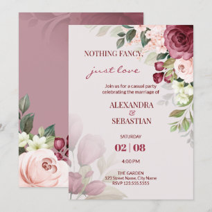 Watercolor Bloemen Bruiloftsreceptie Kaart