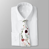 Watercolor Bloemen Burgundy Blush Navy Rozen Stropdas (Gebonden)