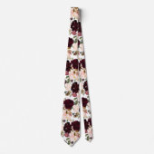 Watercolor Bloemen Burgundy Blush Stropdas (Voorkant)