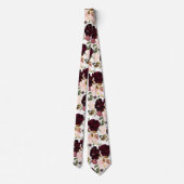 Watercolor Bloemen Burgundy Blush Stropdas (Achterkant)