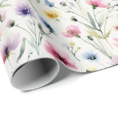 Watercolor Bloemen Cadeaupapier (Rol Hoek)