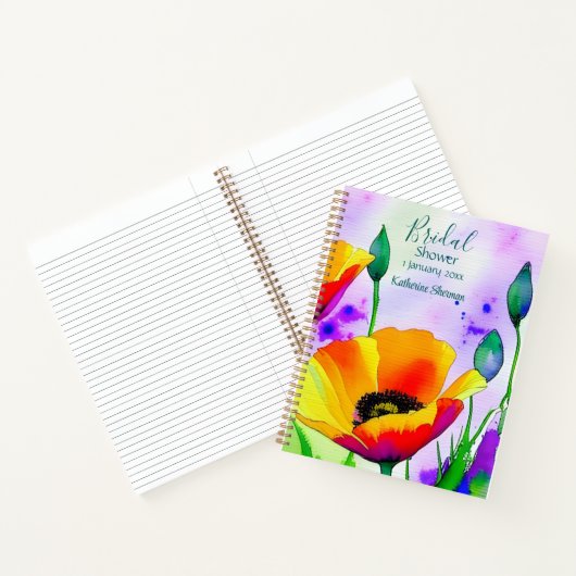 Watercolor Bloemen Californische Klaprozen Bruidsd Notitieboek (Binnen)