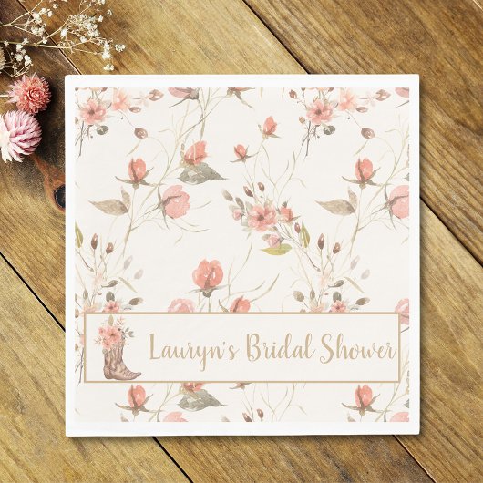 Watercolor Bloemen Cowgirl Bruidsmeisjes Uitnodigi Servet