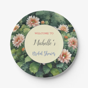 Watercolor Bloemen Cute Bruidsfeest Papieren Bordje