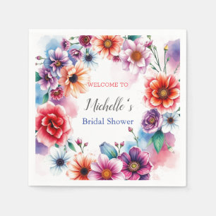 Watercolor Bloemen Cute Bruiloftsborrel  Servet