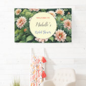 Watercolor Bloemen Cute Bruiloftsborrel Spandoek (Insitu)