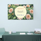 Watercolor Bloemen Cute Bruiloftsborrel Spandoek (Beurs)