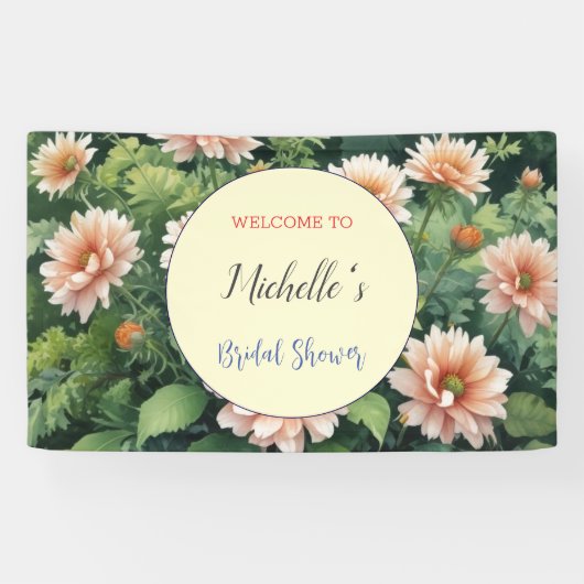 Watercolor Bloemen Cute Bruiloftsborrel Spandoek (Horizontaal)