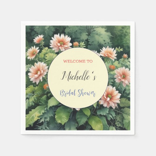 Watercolor Bloemen Cute Bruiloftsfeest  Servet (Voorkant)