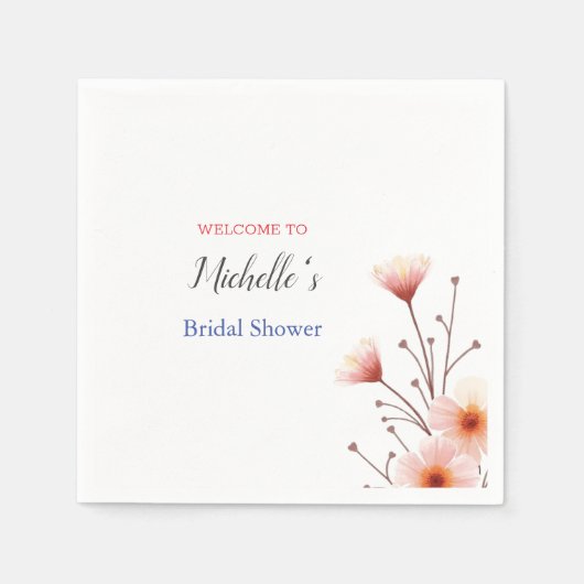 Watercolor Bloemen Cute Bruiloftsfeest  Servet (Voorkant)