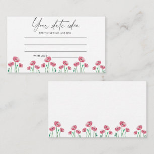 Watercolor bloemen Date night ideeën \ Date jar  Informatiekaartje