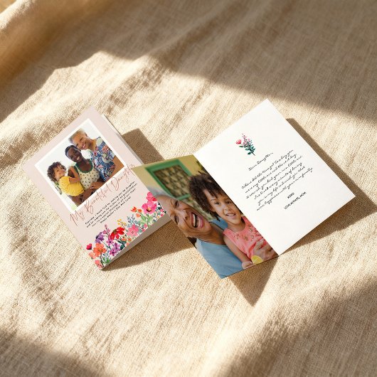 Watercolor Bloemen | Dochter Moederdag Foto Kaart