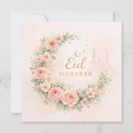 Watercolor Bloemen Eid Mubarak Kaart – Romantische