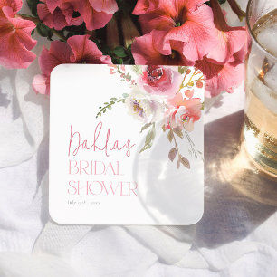 Watercolor Bloemen Elegante Bruidsshowers Kartonnen Onderzetters