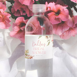 Watercolor Bloemen Elegante Tuin Bruidsdouche Waterfles Etiket