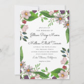 Watercolor Bloemen en Bessen Bruiloft Kaart (Voorkant)