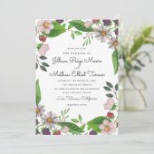 Watercolor Bloemen en Bessen Bruiloft Kaart (Staand voorkant)