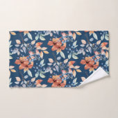 Watercolor Bloemen en Bessen op Navy Blauwe Onderg Bad Handdoek (Handdoek)