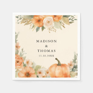 Watercolor Bloemen en Pompoen Boho Bruiloft Servet