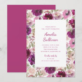 Watercolor Bloemen Feest Uitnodiging (Voorkant / Achterkant)