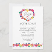 Watercolor Bloemen Fiesta Bat Mitzvah Kaart (Voorkant)
