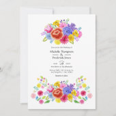 Watercolor Bloemen Fiesta Bruiloft Kaart (Voorkant)