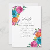 Watercolor Bloemen Fiesta Bruiloft Kaart (Voorkant)