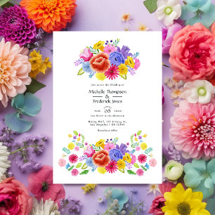 Watercolor Bloemen Fiesta Bruiloft Kaart