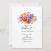 Watercolor Bloemen Fiesta Bruiloft Kaart (Voorkant)