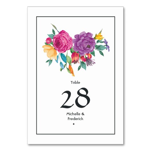 Watercolor Bloemen Fiesta Bruiloft Kaart (Voorkant)