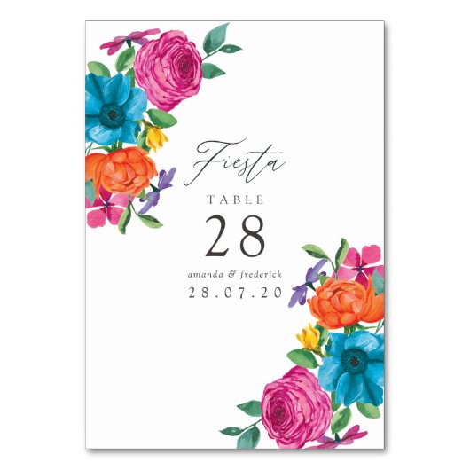 Watercolor Bloemen Fiesta Bruiloft Kaart (Voorkant)
