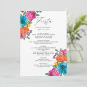 Watercolor Bloemen Fiesta Bruiloft Menu (Staand voorkant)