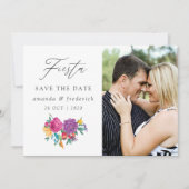Watercolor Bloemen Fiesta Bruiloft Save The Date (Voorkant)