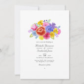 Watercolor Bloemen Fiesta QR Code RSVP Huwelijk Kaart (Voorkant)