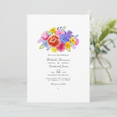 Watercolor Bloemen Fiesta QR Code RSVP Huwelijk Kaart (Staand voorkant)
