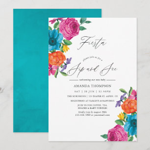 Watercolor Bloemen Fiesta Sip en Kijk Kaart