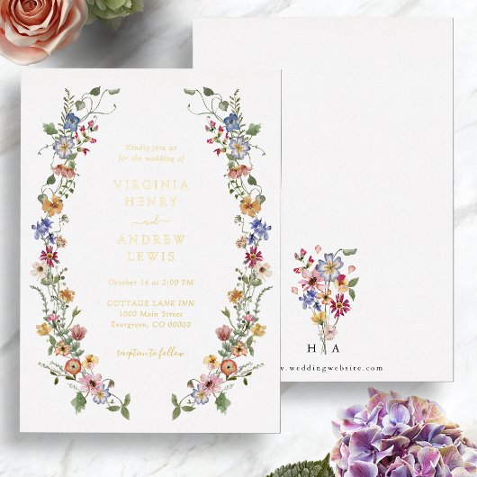 Watercolor Bloemen Folie Uitnodiging